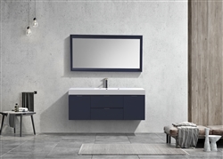 Bliss 60"  Blue Wall Mount  Single Sink Modern Bathroom Vanity