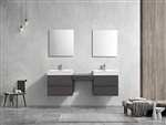 Bliss 68" Gray Oak Wood Mount  Double Sink Modern Bathroom Vanity