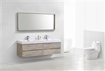 Bliss 72'' Nature Wood Wall Mount  Double Sink Modern Bathroom Vanity