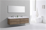 Bliss 80'' Butternut WoodWall Mount  Double Sink Modern Bathroom Vanity