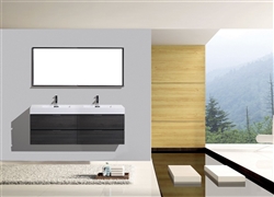 Bliss 80'' Gray Oak Wall Mount  Double Sink Modern Bathroom Vanity