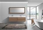 Bliss 80'' Honey Oak WoodWall Mount  Double Sink Modern Bathroom Vanity