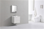 DeLusso 24" High Glossy White Wall Mount Modern Bathroom Vanity