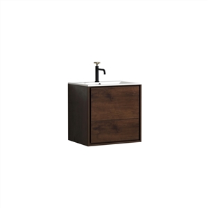 DeLusso 24" Rosewood Wall Mount Modern Bathroom Vanity