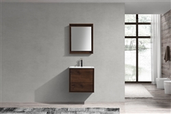 DeLusso 24" Rosewood Wall Mount Modern Bathroom Vanity