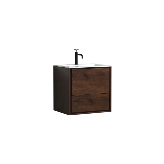 DeLusso 24" Rosewood Wall Mount Modern Bathroom Vanity