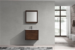 DeLusso 30" Rosewood Wall Mount Modern Bathroom Vanity