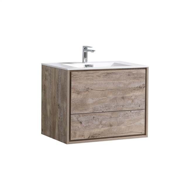 DeLusso 36" Nature Wood Wall Mount Modern Bathroom Vanity
