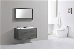 DeLusso 48" Double Sink Ocean Gray Wall Mount Modern Bathroom Vanity