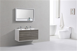 DeLusso 48" Double Sink Ash Gray Wall Mount Modern Bathroom Vanity