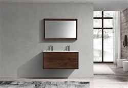 DeLusso 48" Double Sink Rosewood Wall Mount Modern Bathroom Vanity