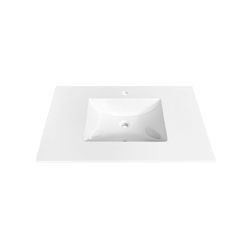36'' KubeBath White Quartz Counter-Top W/ Under-Mount Sink