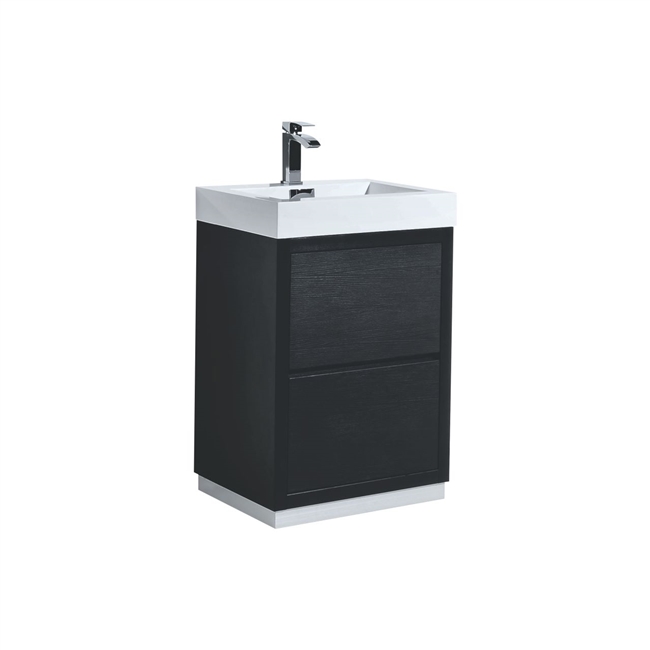 Bliss  24" Black Floor Mount  Modern Bathroom Vanity