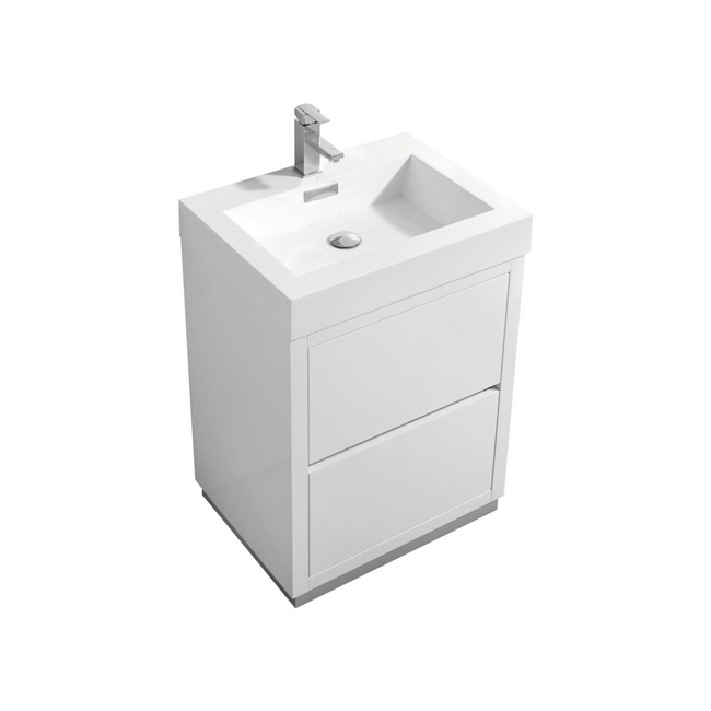 Bliss  24" White Floor Mount  Modern Bathroom Vanity