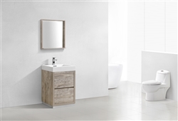 Bliss  24" Nature Wood Floor Mount  Modern Bathroom Vanity