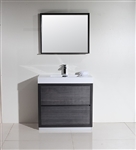 Bliss 36" Gray Oak Floor Mount  Modern Bathroom Vanity