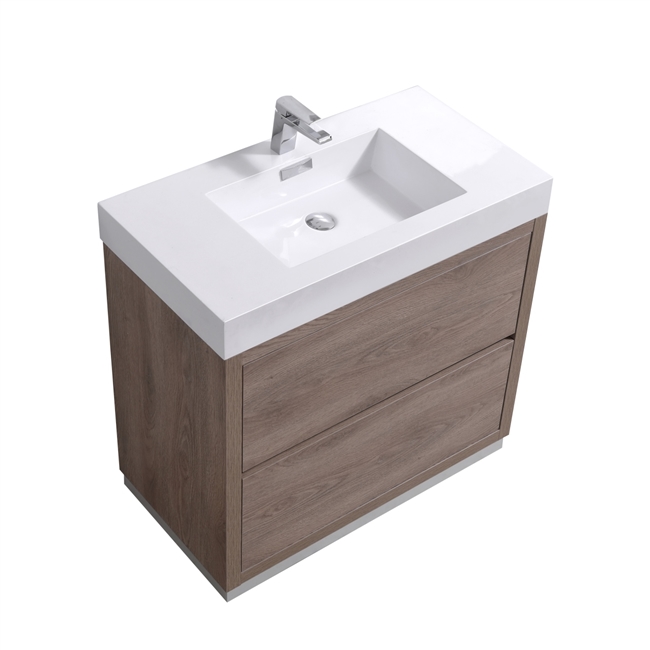 Bliss 40" Butternut Floor Mount  Modern Bathroom Vanity