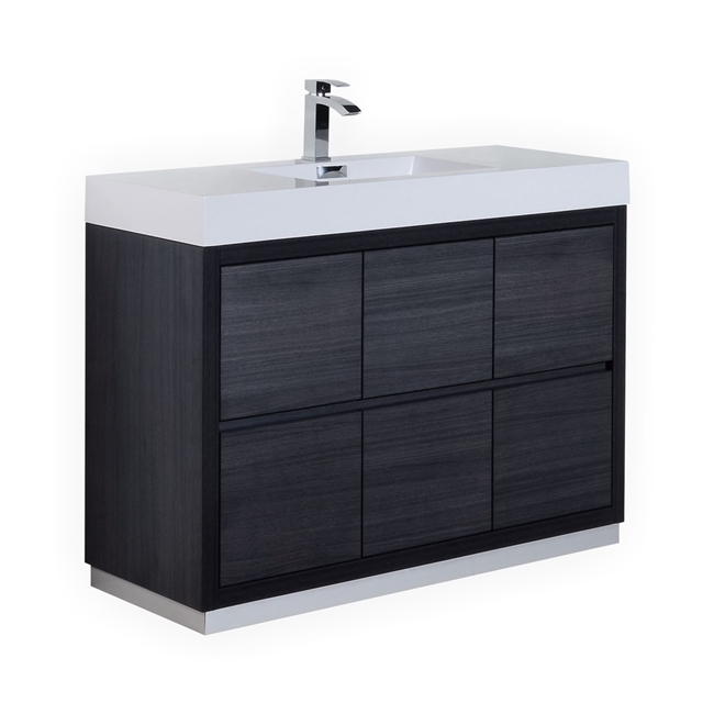 Bliss 48" Gray Oak Floor Mount Modern Bathroom Vanity