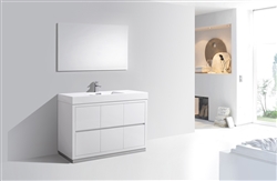 Bliss 48" White Floor Mount Modern Bathroom Vanity
