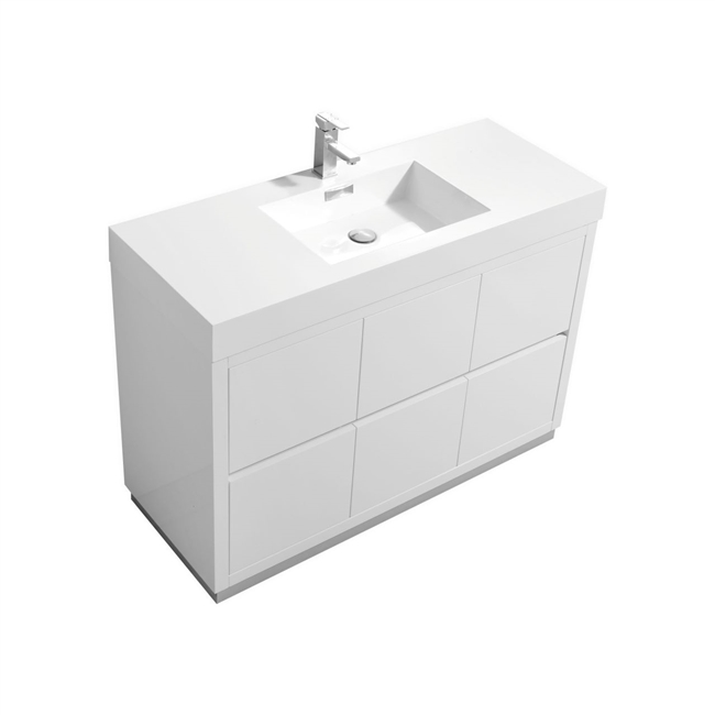 Bliss 48" White Floor Mount Modern Bathroom Vanity