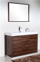 Bliss 48" Walnut Floor Mount Modern Bathroom Vanity