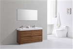 Bliss 60" Floor Moun Double Sink Chestnut Modern Bathroom Vanity