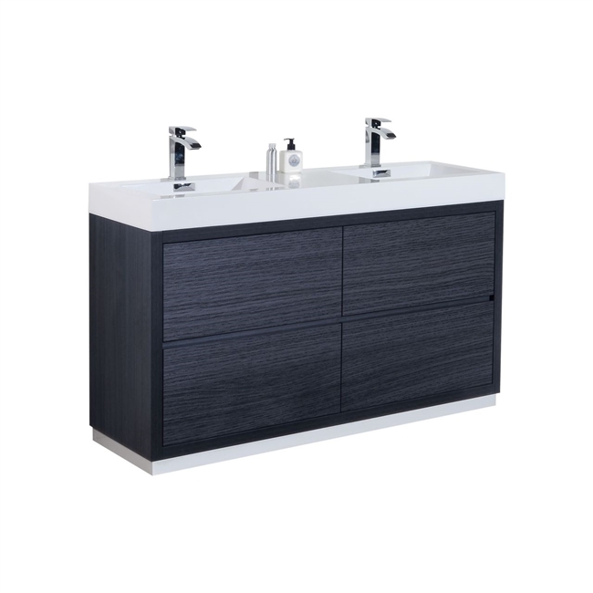 Bliss 60" Floor Mount Gray Oak Bathroom Vanity