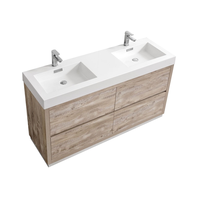 Bliss 60" Nature Wood Floor Mount Bathroom Vanity
