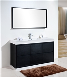 Bliss 60" Single Sink Floor Moun Black Bathroom Vanity