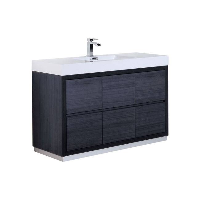 Bliss 60" Single Sink Floor Moun Gray Oak Bathroom Vanity