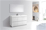 Bliss 60" Single Sink Floor Moun High Gloss White Bathroom Vanity