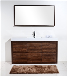 Bliss 60" Single Sink Floor Moun Walnut Bathroom Vanity