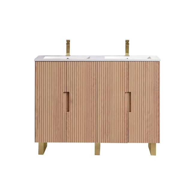 48''Fiore Double Sink Free Standing Bathroom Vanity - OAKWOOD