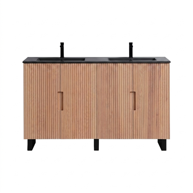 60''Fiore Double Sink Free Standing Bathroom Vanity - OAKWOOD
