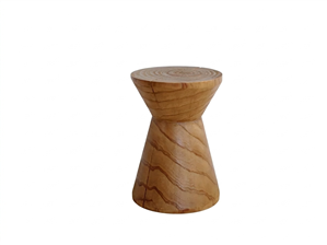 Kubebath Solid New Zealand Pine Geometric Hourglass Accent Stool & Side Table
