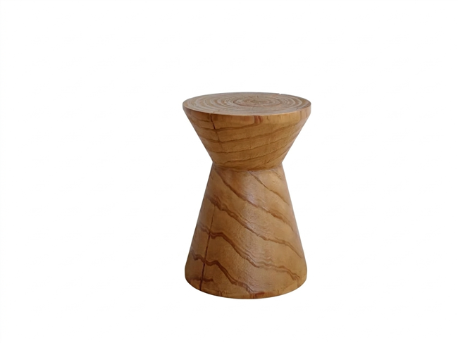 Kubebath Solid New Zealand Pine Geometric Hourglass Accent Stool & Side Table