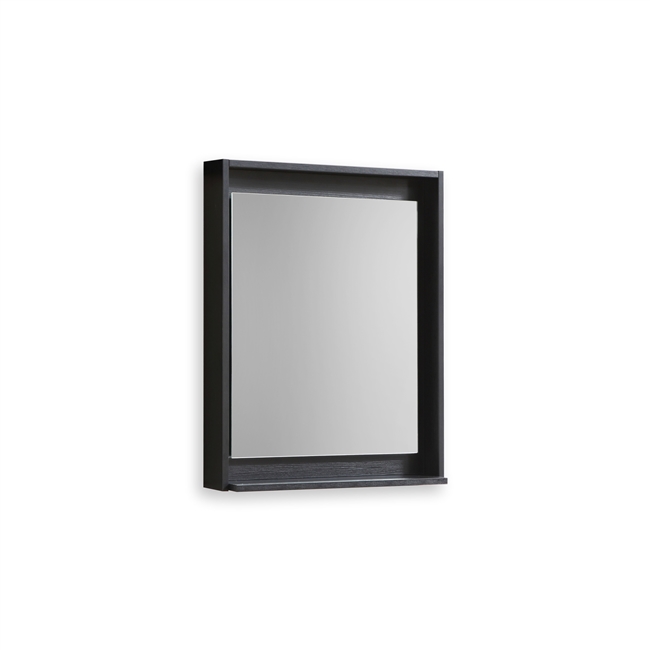 24" Wide Mirror w/ Shelf - Black