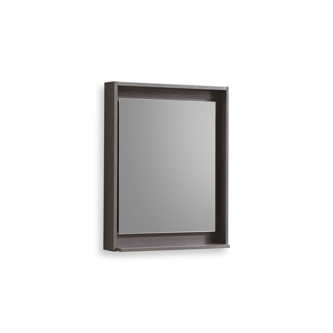 24" Wide Mirror w/ Shelf - Gray Oak