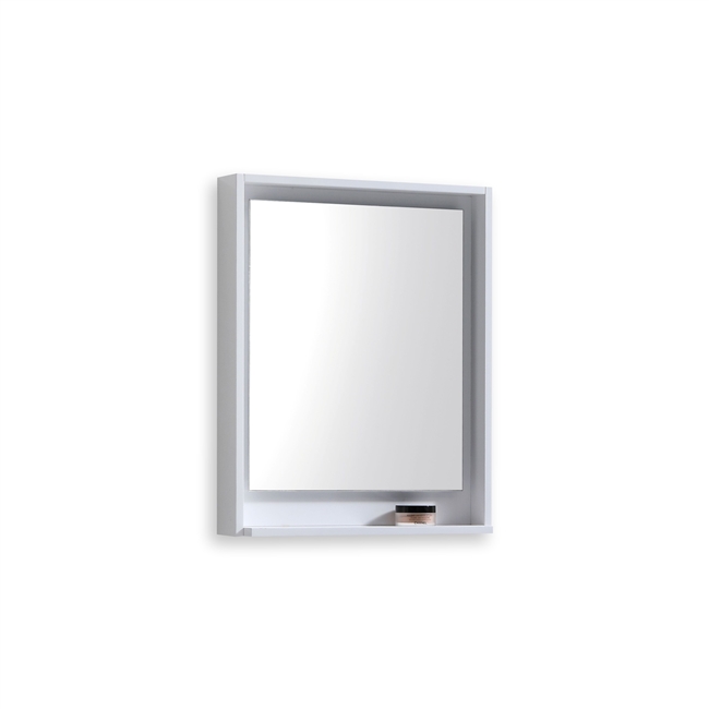24" Wide Mirror w/ Shelf - High Gloss White