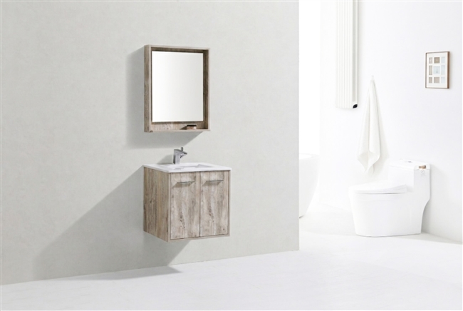BOSCO 24" Nature Wood Modern Bathroom Vanity w/ Quartz Countertop