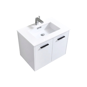 BOSCO 30" High Gloss White Modern Bathroom Vanity  w/ Quartz Countertop