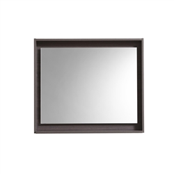 30" Wide Mirror w/ Shelf - High Gloss Gray Oak