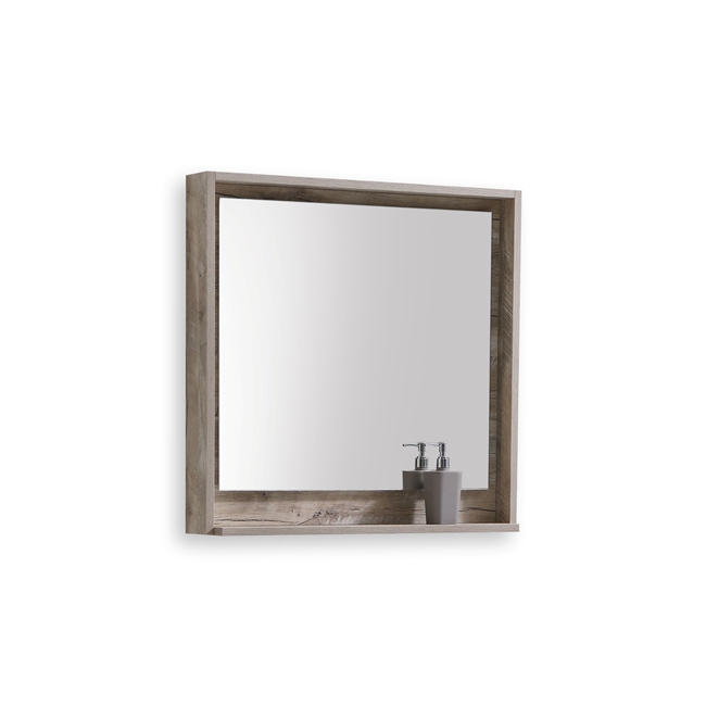 30" Wide Mirror w/ Shelf - Nature Wood