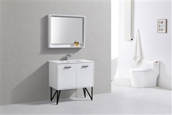 Forest 36" High Gloss White Modern Bathroom Vanity  w/ Countertop