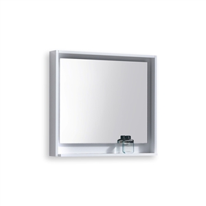 36" Wide Mirror w/ Shelf - Gloss White
