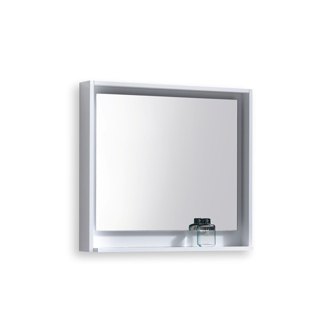 36" Wide Mirror w/ Shelf - Gloss White