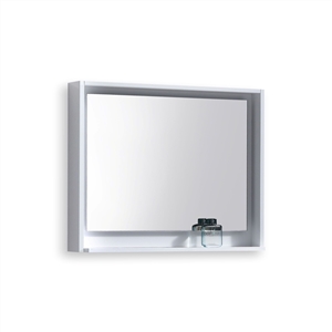40" Wide Mirror w/ Shelf - High Gloss White