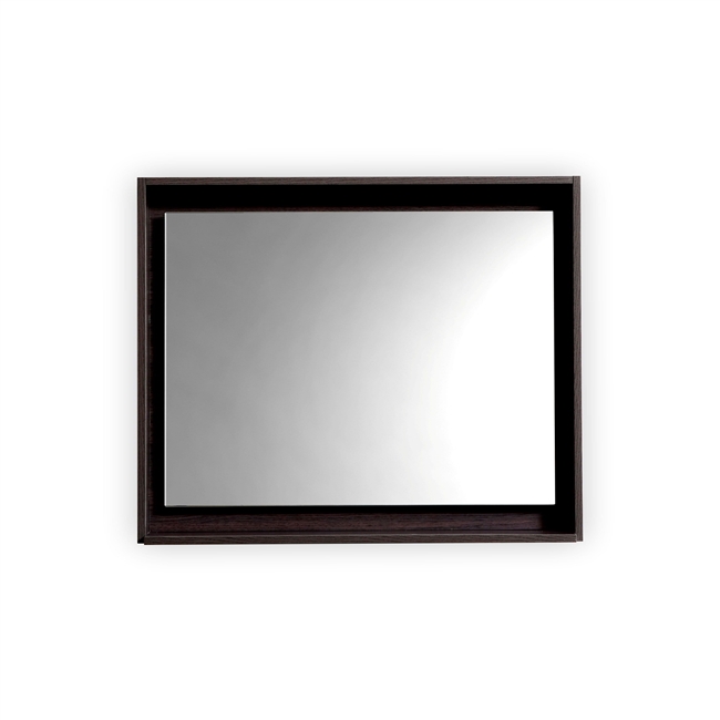 40" Wide Mirror w/ Shelf - High Gloss Gray Oak