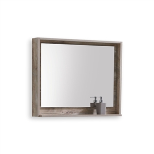 40" Wide Mirror w/ Shelf - Nature Wood