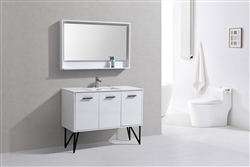 Forest 48" High Gloss White Modern Bathroom Vanity  w/ Countertop